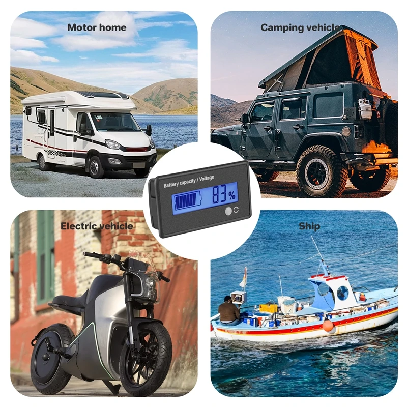 Battery Meter Battery Capacity Voltage Monitor, DC 12/24/36/48/60/72/84V Battery Capacity Voltage Gauge Indicator 2