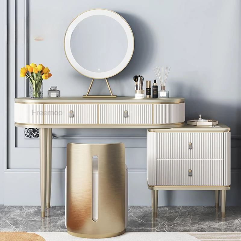 

Designer Makeup Table Light Luxury Vanity Combination With Mirror Makeup Stool Home Bedroom Furniture Dresser Table Set