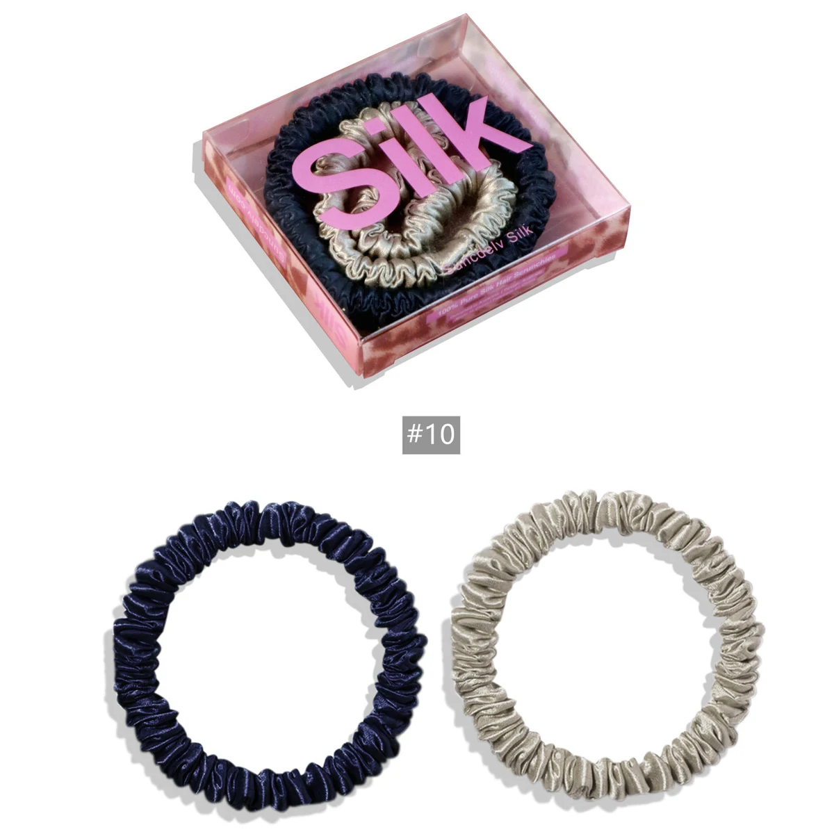 2 Stück Haargummis aus 100 % Seide, hochwertige Haargummis (22 Momme), Haarbänder für Damen und Mädchen, Haarschmuck, rosa Box – Detail 13