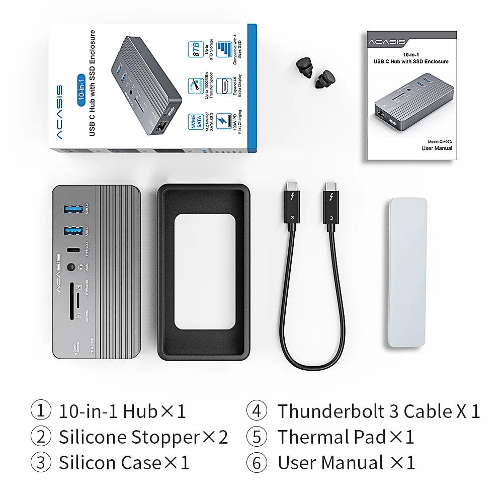 ACASIS USB C Hub with SSD Enclosure, Laptop Docking Station with