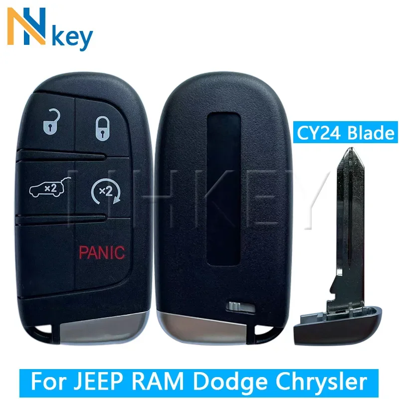 Key Case Car Key Shell Key Shell NH KEY For Jeep Grand Cherokee Dodge Ram 1500 Journey Charger Dart Challenger Durango Chrysler 300 4 + 1Buttons Remote Key Shell