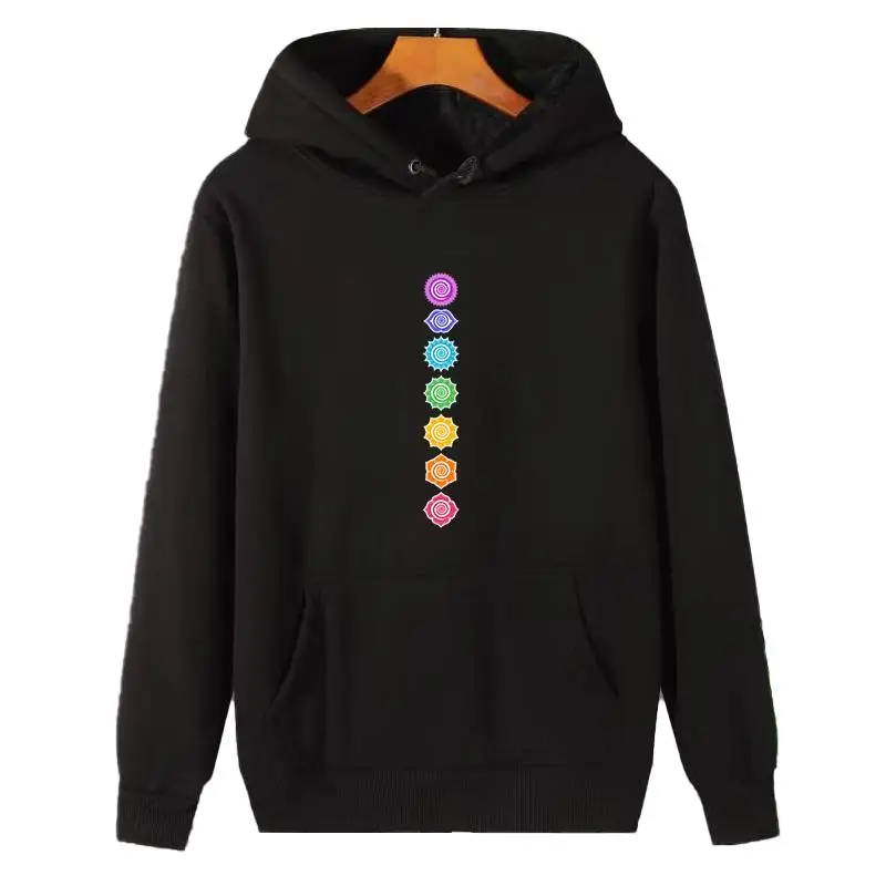 

7 Chakras Spiritual Meditation Zen Om Buddhism Energy Fashion Graphic Hooded Shirt Winter Thick Sweater Hoodie Fleece Hoodie