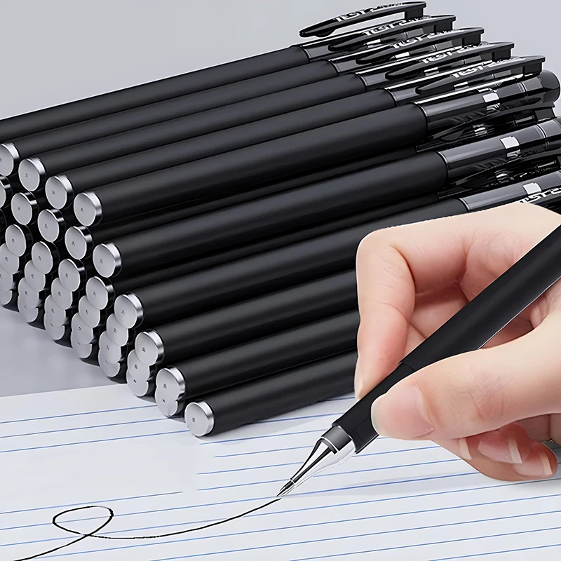 10Pcs/Set Gel Pens Set 0.5mm Black Ink Refill Gel Pen Bullet Tip School & Office Supplies Stationery Kawaii Accessory Stationery