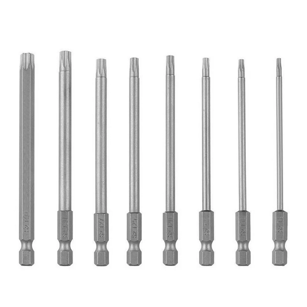 

8pcs/Set 150mm 1/4 Inch Hex Shank Magnetic Torx Screwdriver Bits T8-T40 Electric Driver Bits T8, T10, T15, T20, T25, T27, T30,