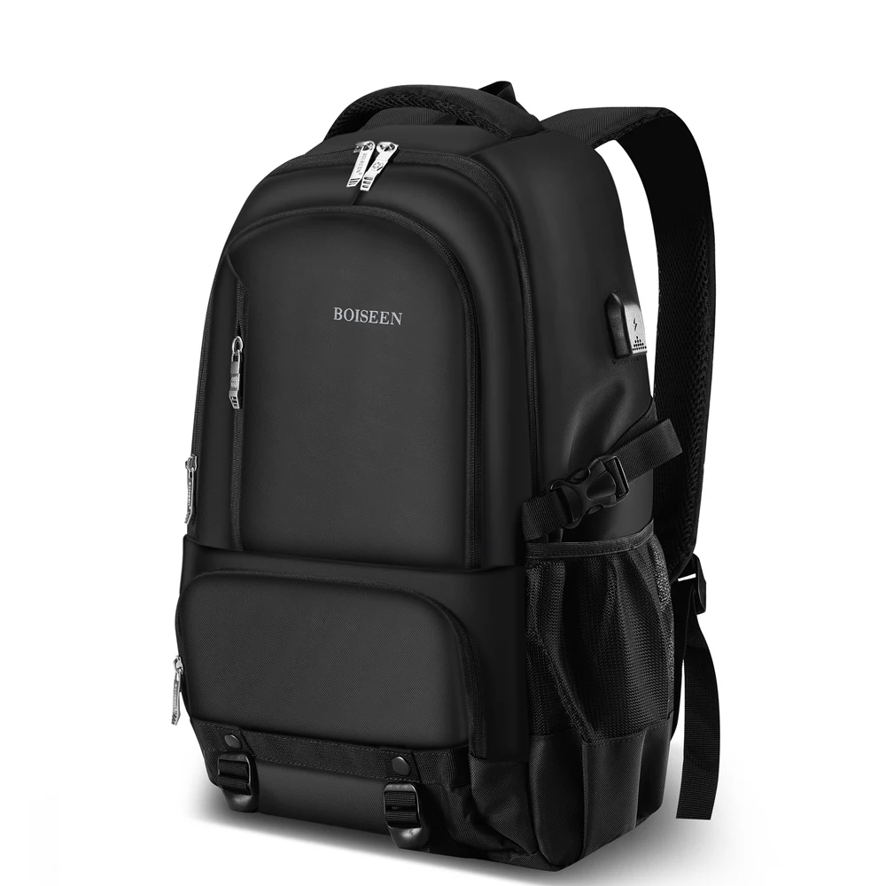 1Pcs Simple Black Backpack, Men's Large-Capacity School Bag, Laptop Backpack, Lightweight and Durable Casual Travel Bag, Student Multi-Functional Storage Backpack