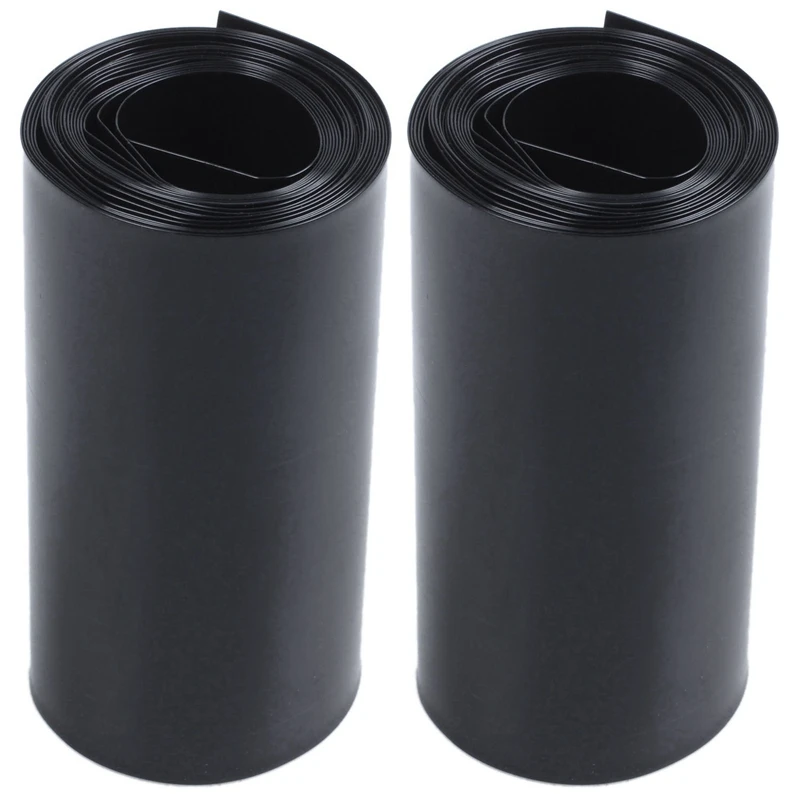 2Pcs 70Mm/44Mm PVC Heat Shrink Tubing Wrap Black 2M 6.5Ft For 18650
