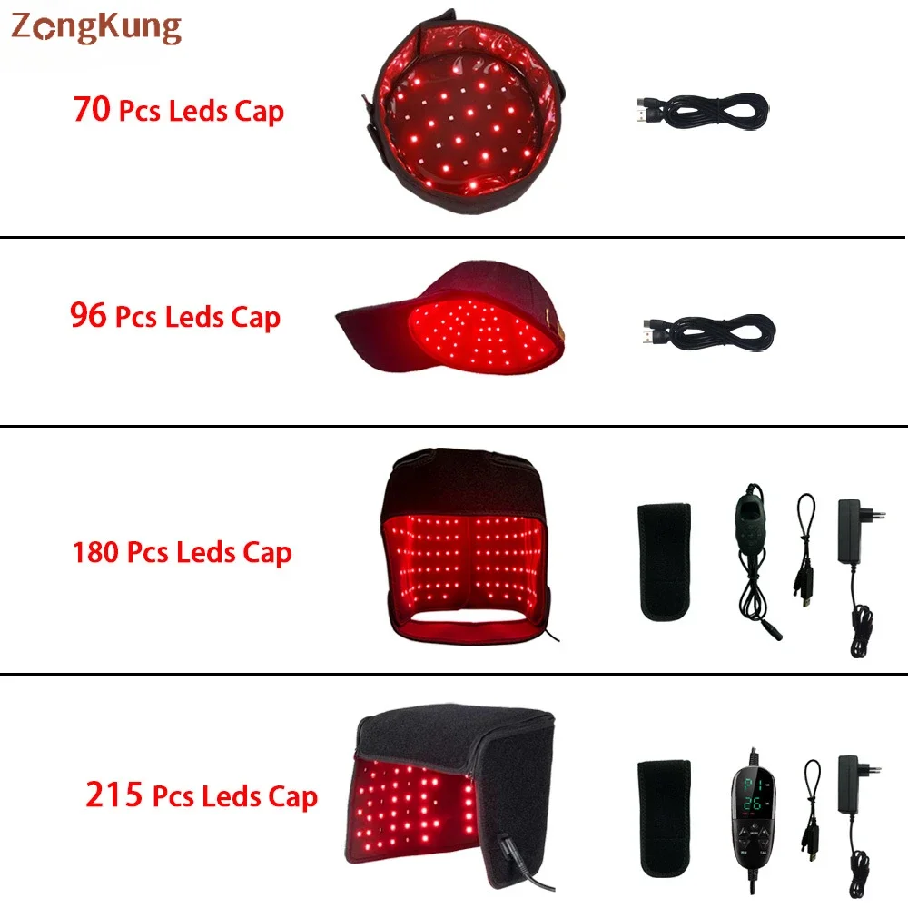 Multi style red light therapy cap 660 850nm infrared light for