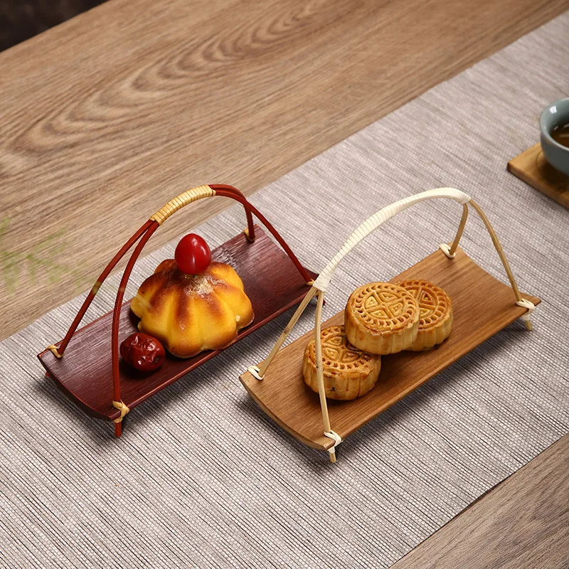

Handmade Bamboo Japanese Towel Holder Basket Tea Ceremony Dim Sum Dish Retro Tea Dish Mini Dried Fruit DishDessert Plate Trays