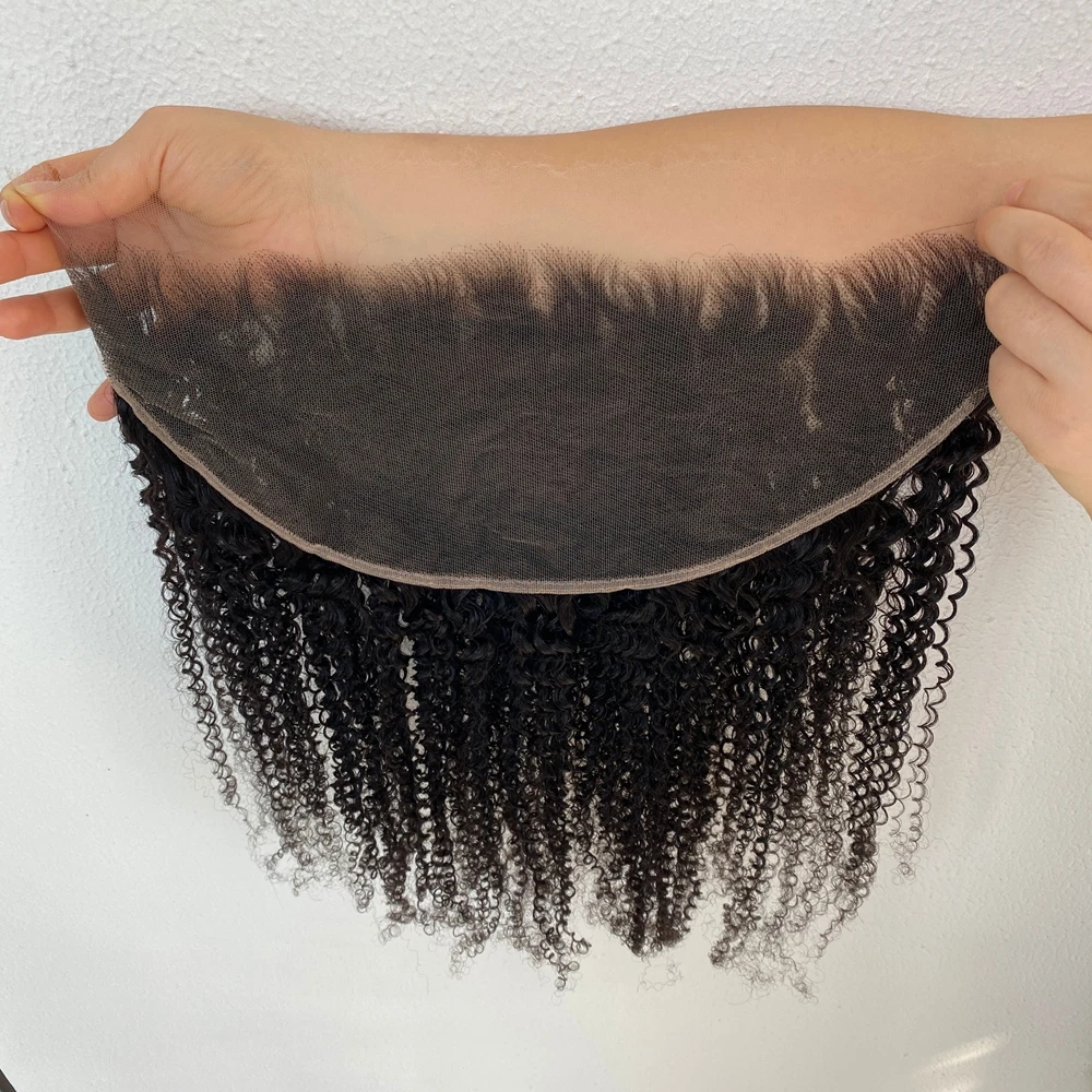 Afro Kinky Curly Invisible Melt Skin Lace Closure 6x6 7x7 13x6 Frontal Human Hair Pre Everything HD Lace Natural Color For Women