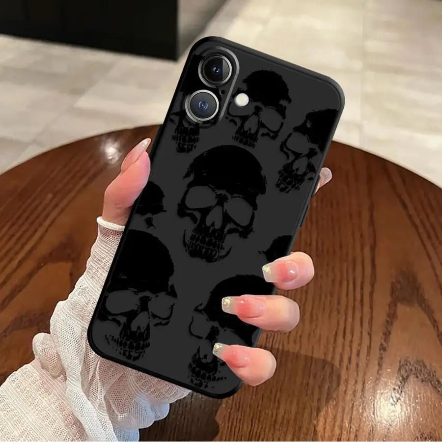 Sleek Black Skeleton Skull Design Phone Cover