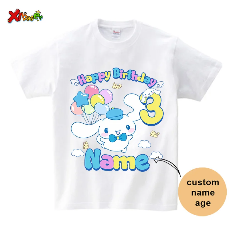 Cinnamoroll Birthday Shirts Girl Family Matching Outfit TShirt Kids Party Custom Name Shirt Family Look Matching Outfits 5th 7th 2