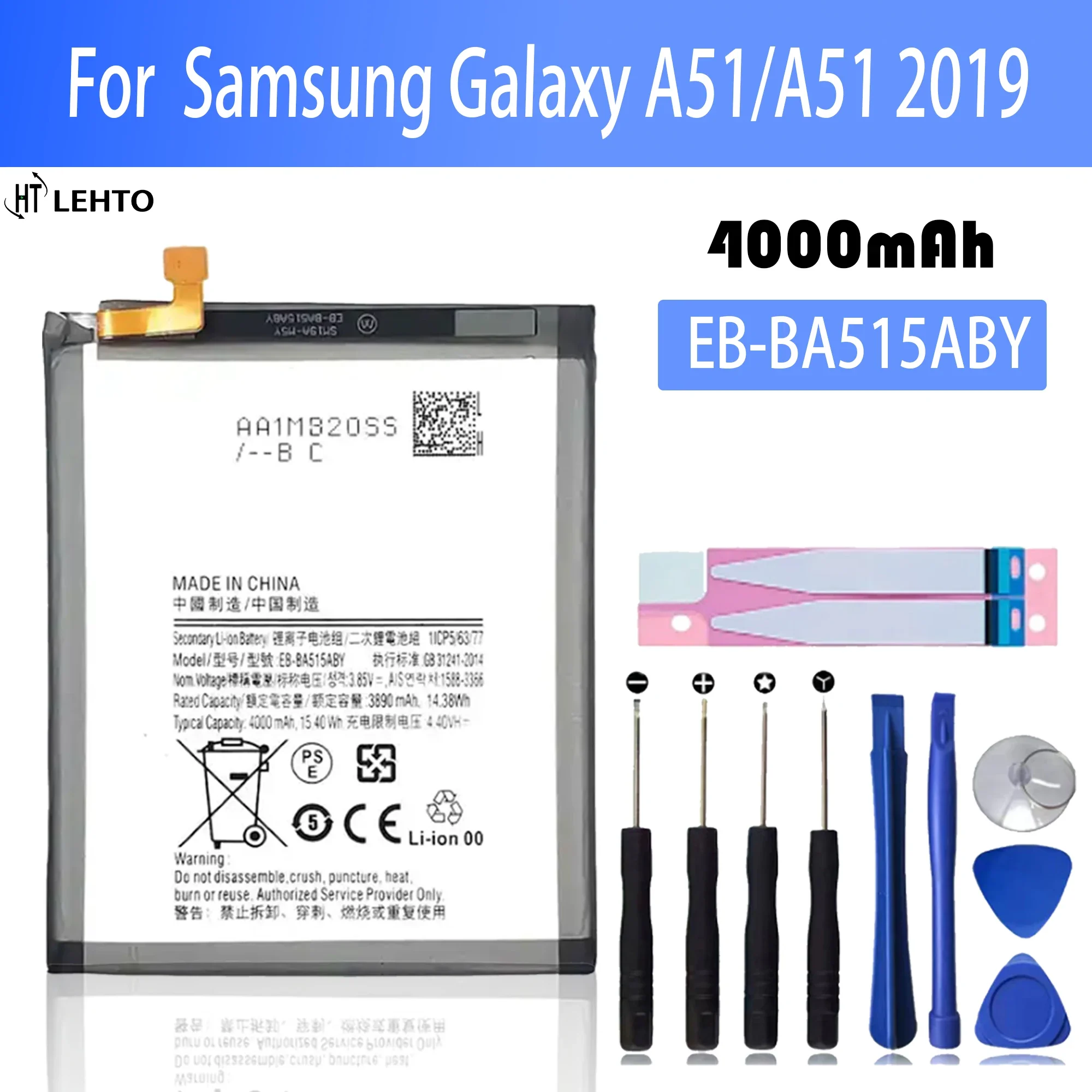 

100% OrIginal EB-BA515ABY 4000mAh Replacement Battery For Samsung Galaxy A51 SM-A515 SM-A515F/DSM Mobile phone