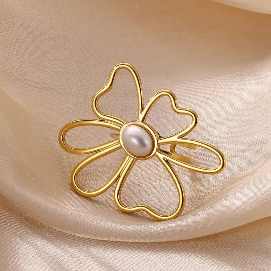 Stainless Steel Rings Women For Stainless Steel Pearl Gold