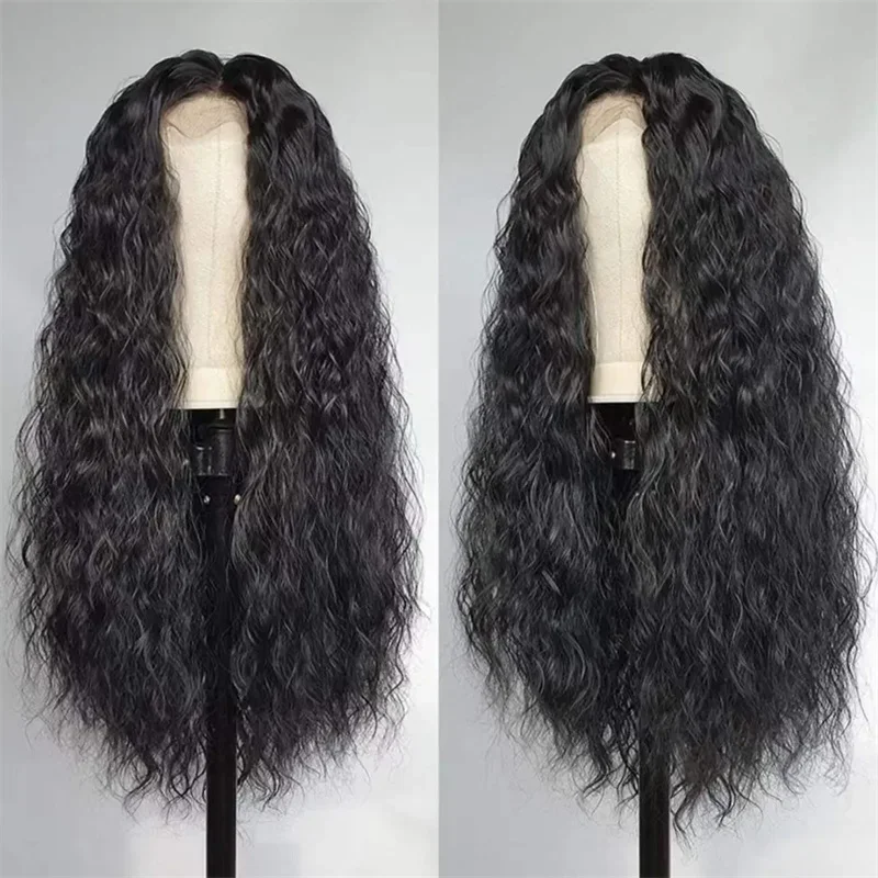 

26" 180 Density Black Kinky Curly Natural PrePlucked Lace Front Wig For Black Women With Baby Hair Lace Frontal Wigs Daily Wig