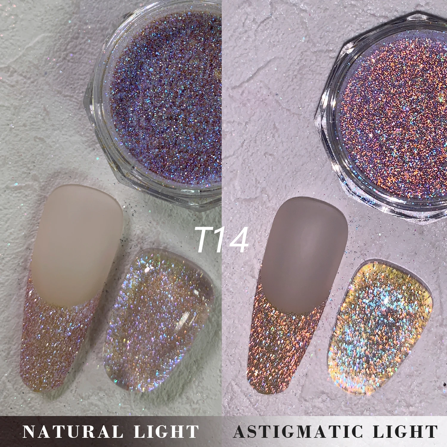 HNDO New 9 Colors Polarizing Powder Nail Shiny Reflective