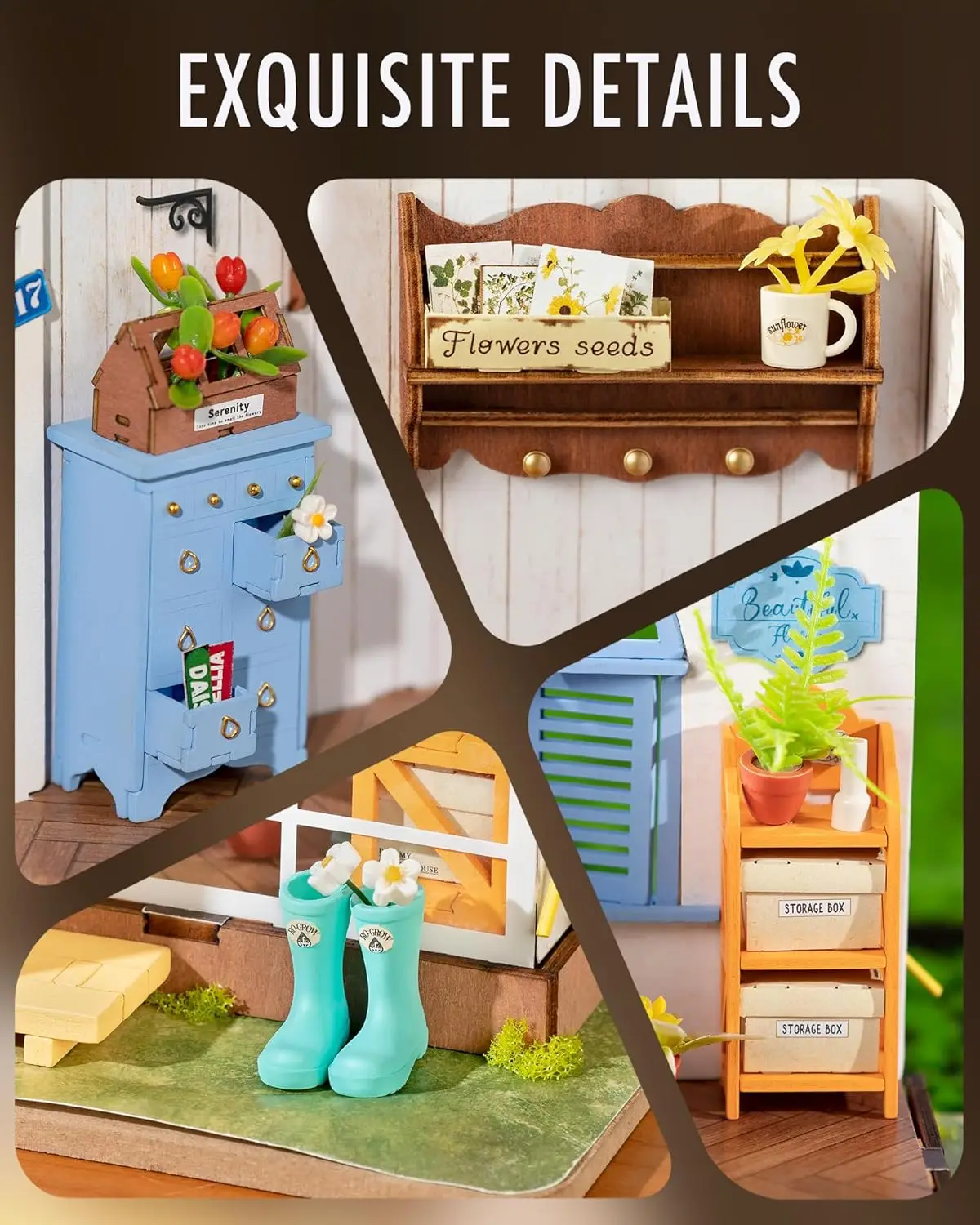 Book Nook Kit Rincón Libros Casa Muñecas Miniatura Rompecabezas Madera | Meses Cutefun Kit De Rincón De Libros