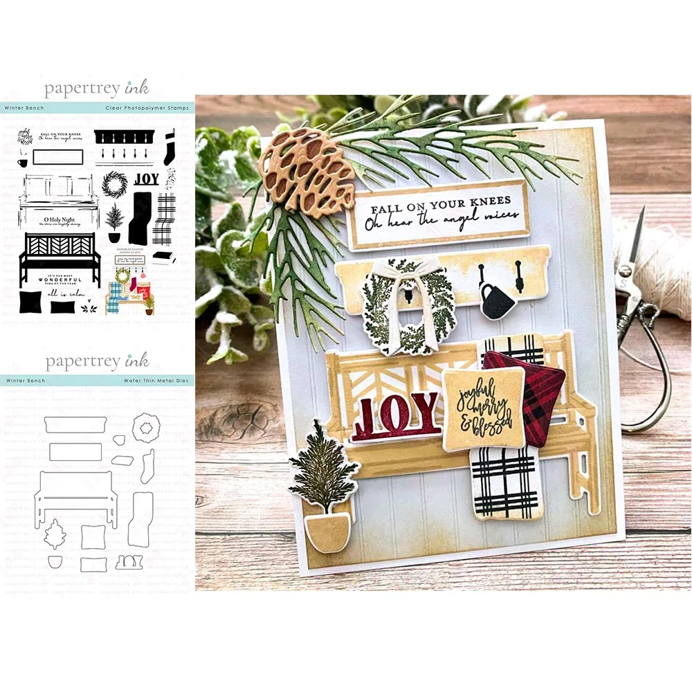 

2023 Metal Cutting Dies Diy Handmade Decoration Embossing Craft Silicone Stamps Set Newest Scrapbook Album Winter Bench Template