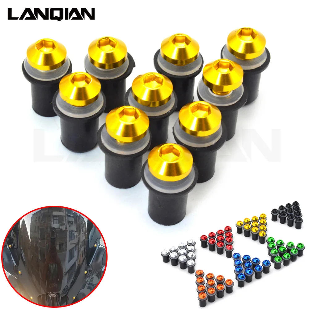 Oto 5 Parabrezza Viti Carenatura Bulloni, PSLER 10Pcs 5 Goa Parabrezza Bene Dadi Per La - Foto 2