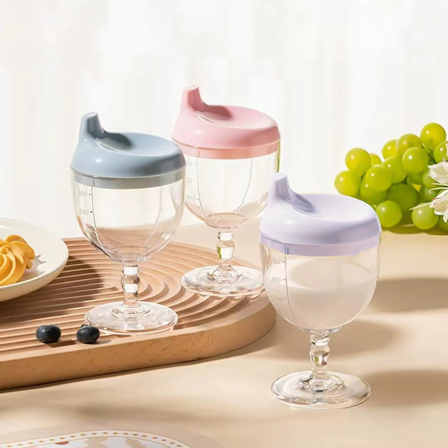 Milk Bottle Glass Milk Bottle Cheerful Birthday Party Cup Plastic Goblet Sippy Cup Wine Glass Beverage Mug & Milk Bottle With Lid for restaurants/cafes