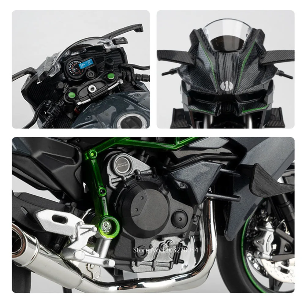 1:12 Kawasaki H2R BWM S1000RR Alloy Motorcycle Toys Diecast Miniature Car Front Wheel Steering Motorbike Children Christmas Gift 5