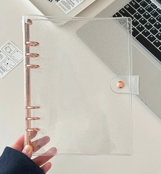Glittery Bling Rose Gold Loose Leaf Binder Notebook Cover - Stylish Diary and Agenda Planner
