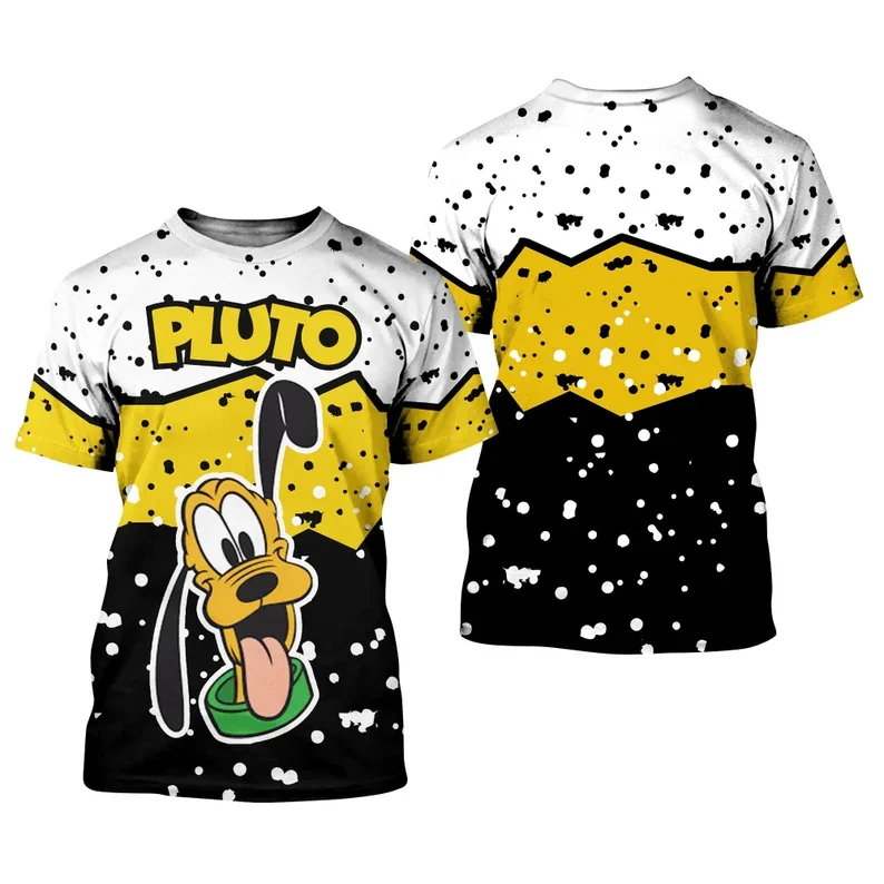 Pluto Dog Ink Paint Splatter Giallo Nero Disney Graphic Cartoon Outfit Unisex All Over Print T-Shirt Abbigliamento Uomo Donna