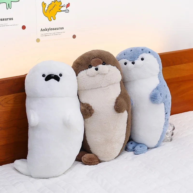 New Seal Plush Toy Soft Pillow Lifelike Stuffed Marine Life Sea Otter Soft Doll Simulation Seal Cushion Christmas Birthday Gift