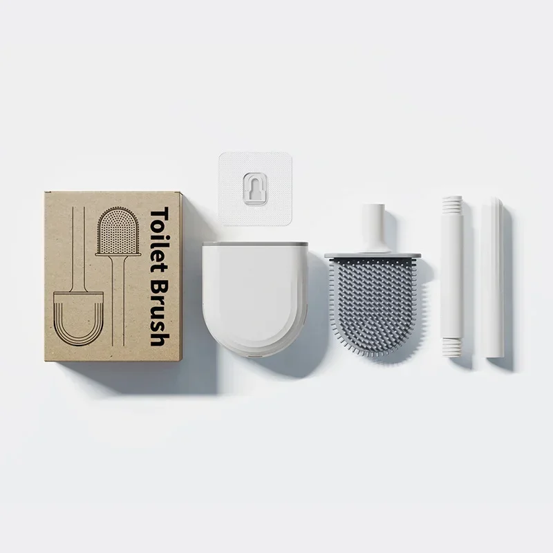 Bathroom Accessories Set Silicone Toilet Brush Wall-Mounted Soft Bristles 20