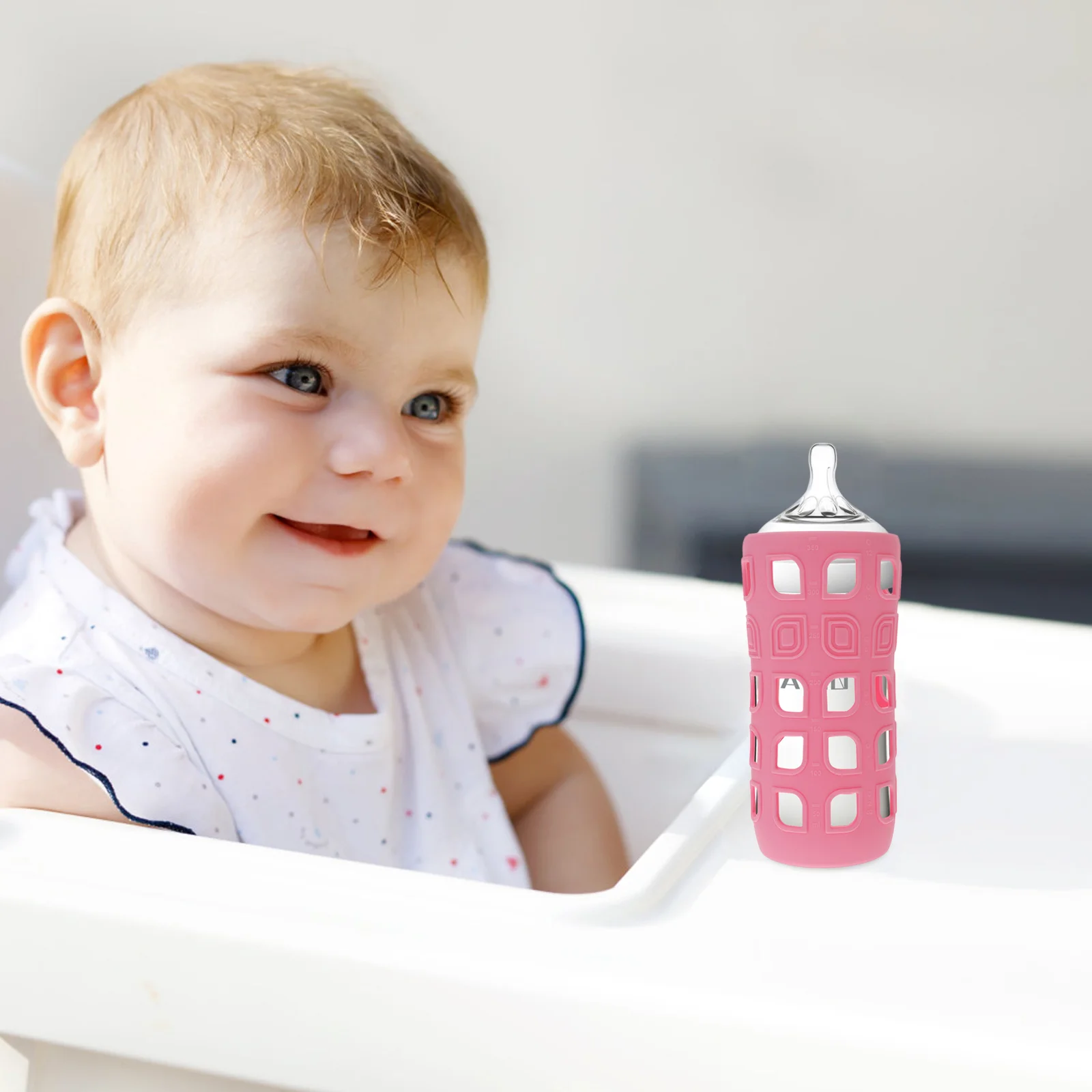 

1PC Milk Bottle Protective Cover Feeding-Bottle Silicone Case Durable Bottle Sleeve for Home Pink