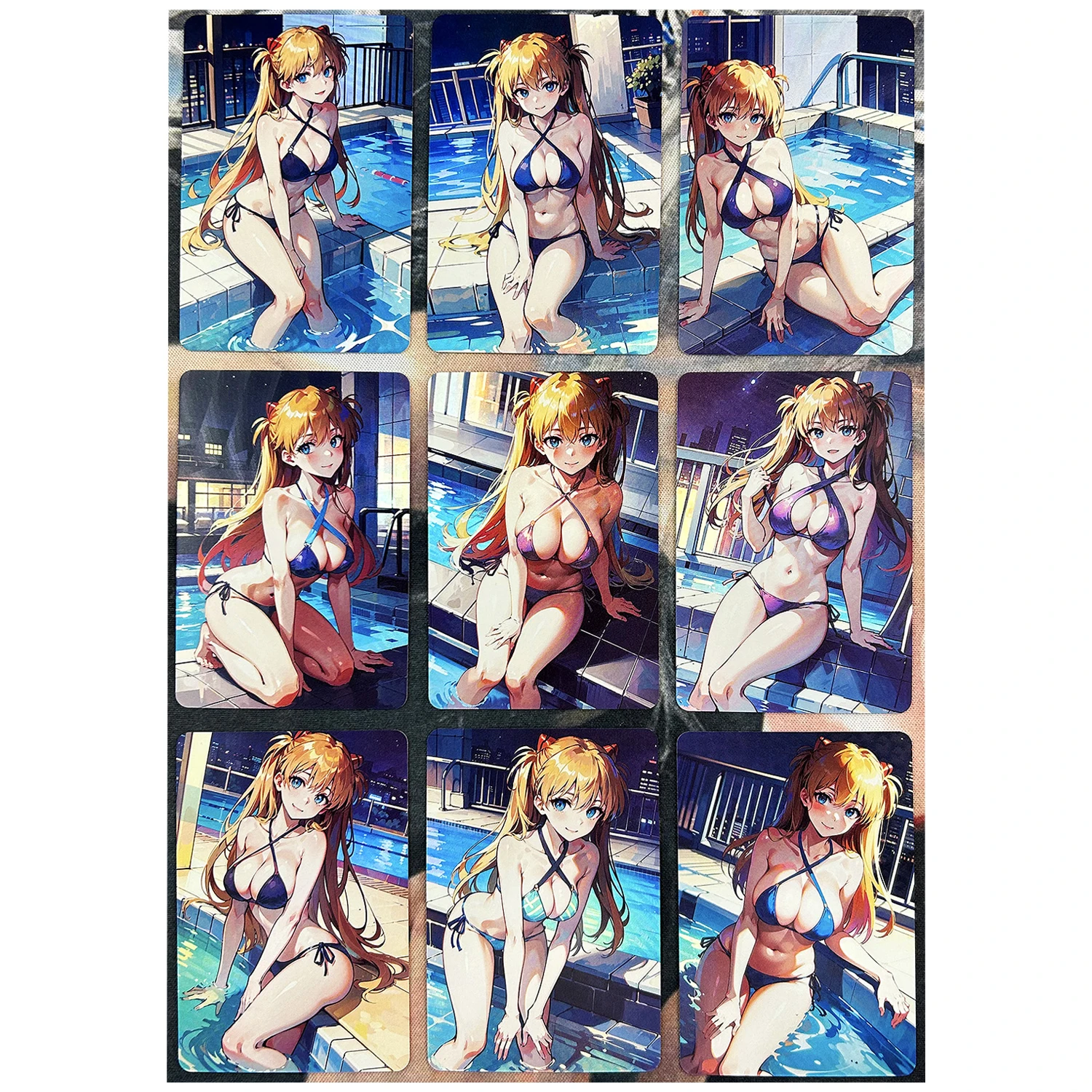 

Diy 9Pcs/set Self Made Asuka Langley Soryu Series Flash Card Kawaii Gift Toys Game Anime Collection Cards