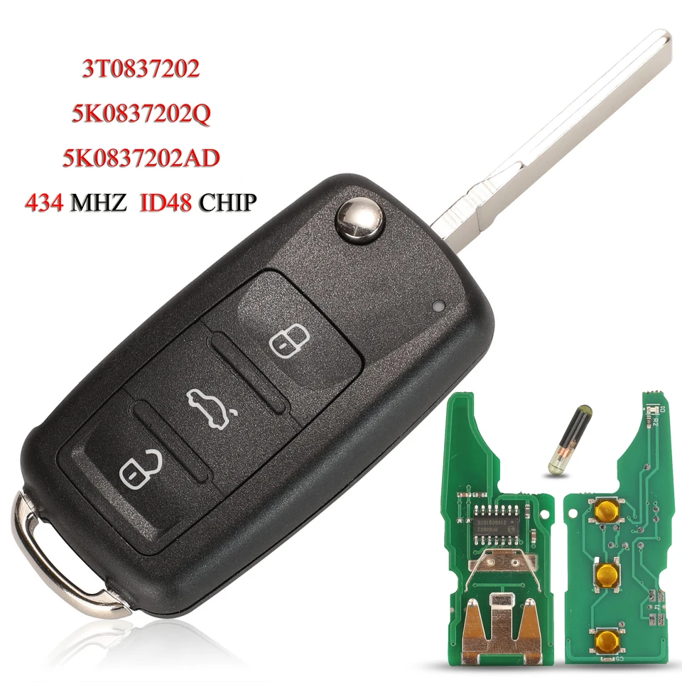 GAGET AUTO 5K0837202AD Volkswagen autó kulcs, chippel és távirányítóval