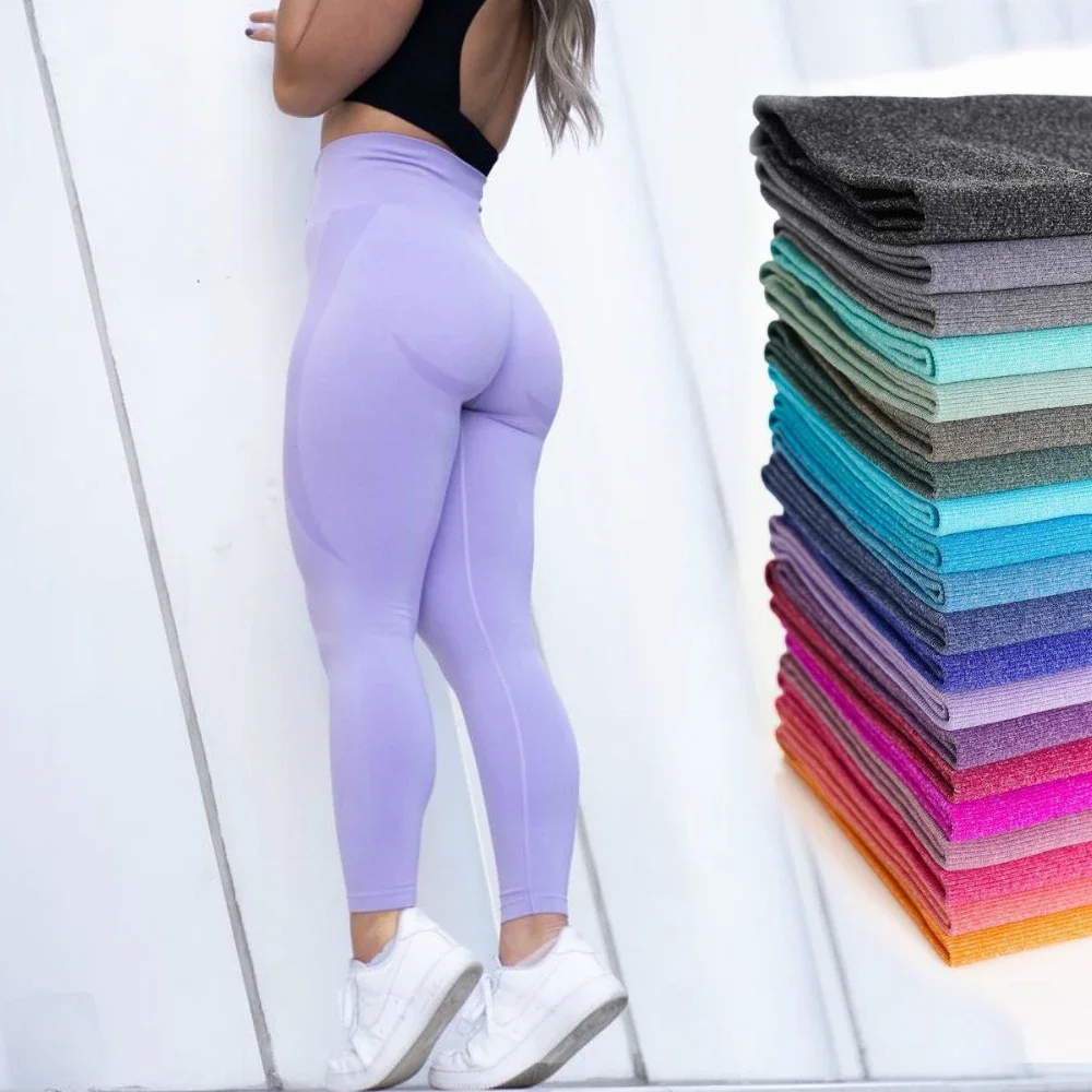 

Curve Contour Seamless Leggings Yoga Pants Gym Outfits Workout Clothes Fitness Sport Women Fashion Wear Solid Pink Lilac Stretch