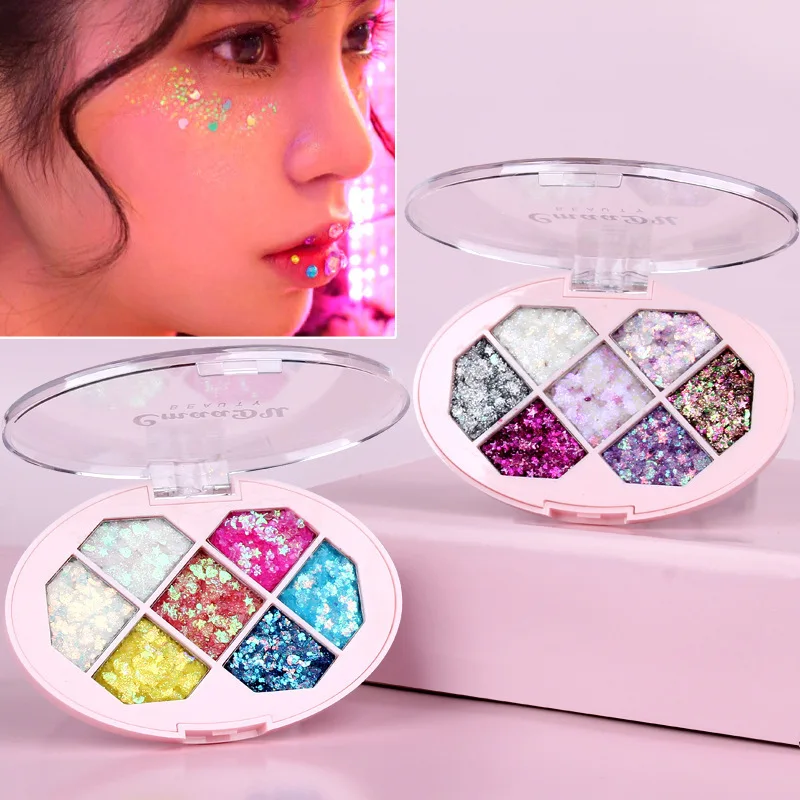 7 barvivo obličej glittery diamant flitry eyeshadow pět špičaté hvězda úlomek luna eyeshadow shimmer barvicí prostředek obočí líčení barevná paleta