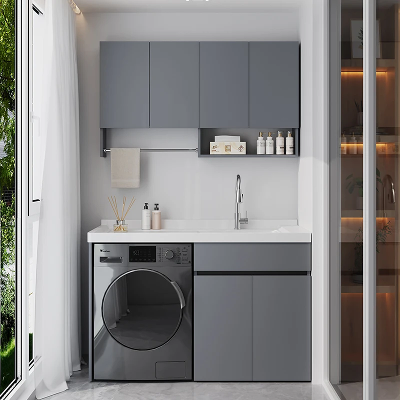 Balcony Laundry Cabinet Combined Integrated Basin No Washboard Laundry Pool Bathroom Bathroom Cabinet Corner