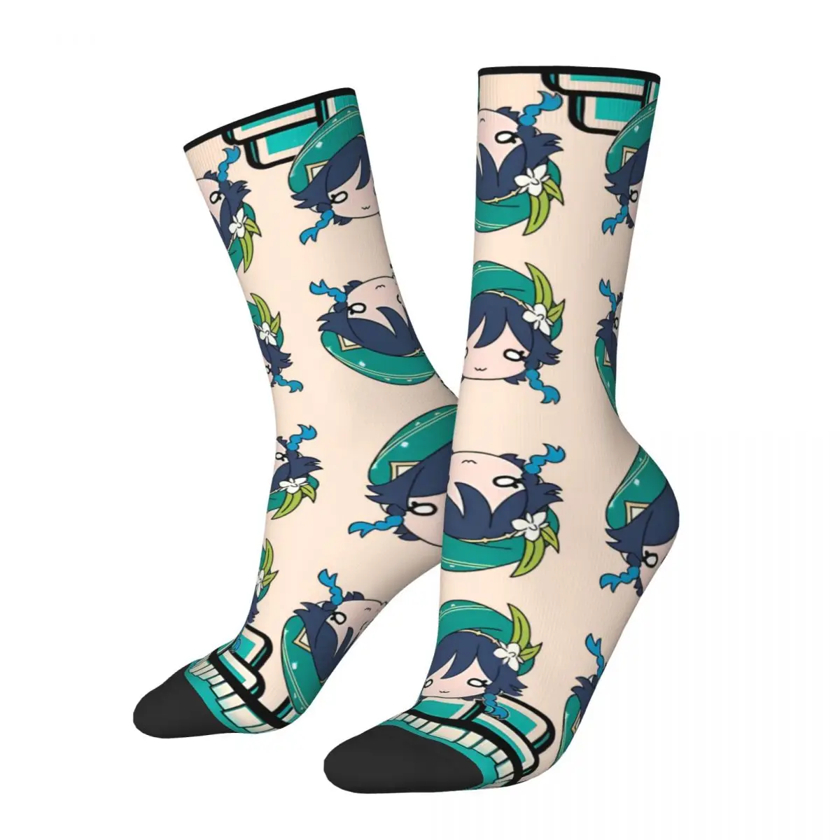 

Мужские носки в стиле ретро Venti, бесшовные носки унисекс с принтом Genshin Impact Game, в стиле хип-хоп, подарок