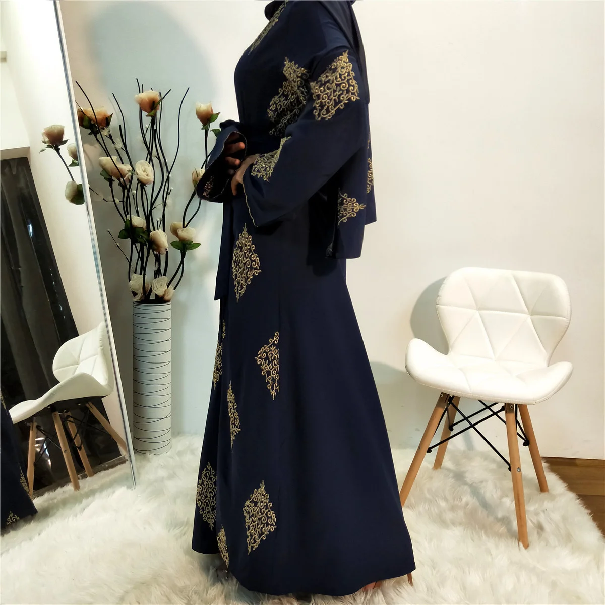 Black Abaya For Women Dubai Muslin Islam Arabic Women's Gold Thread Positioning Embroidery Cardigan Dubai Robe Women Clothing