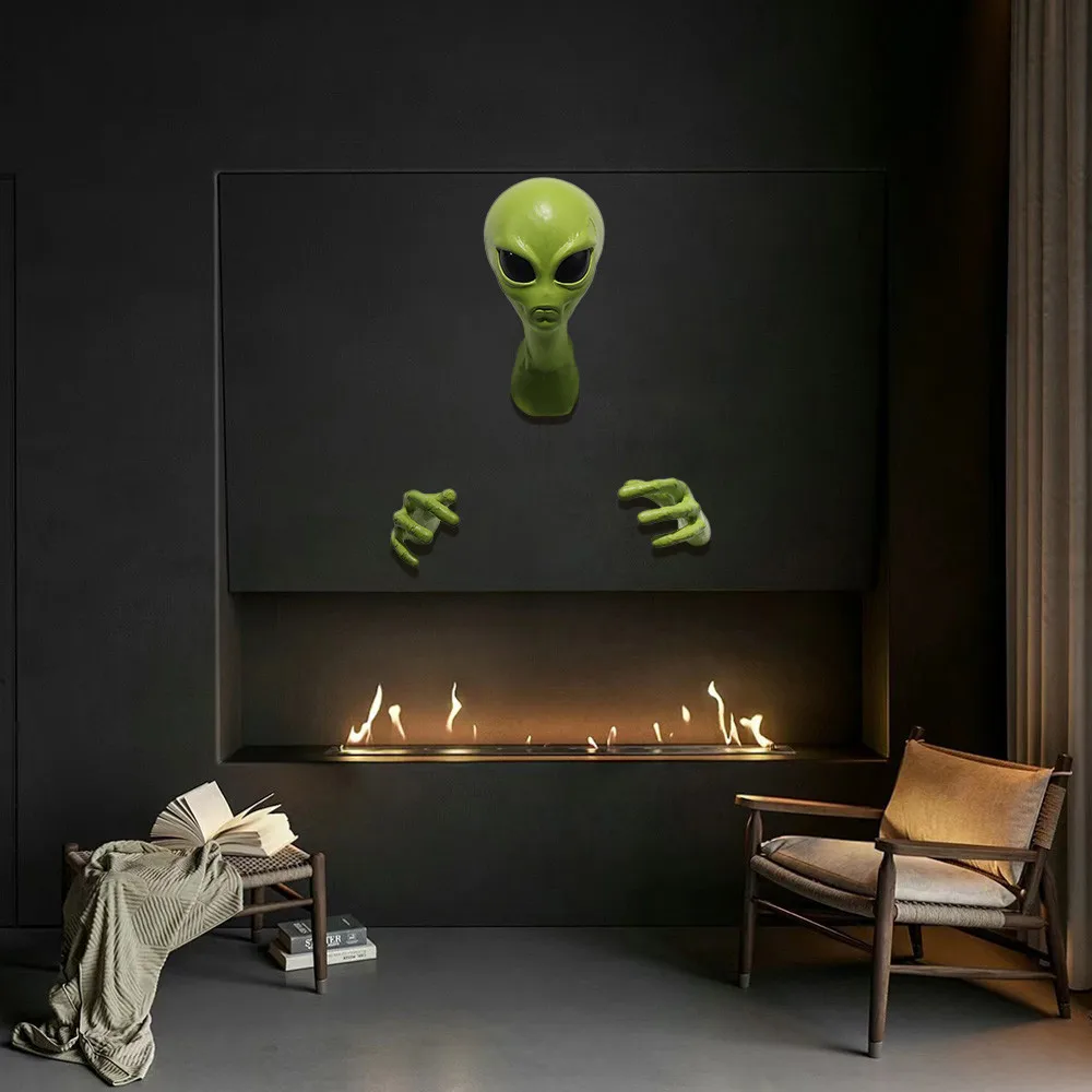 3D UFO Alien Wall Decor Props Cosplay Spaceship Green Monster Bar Haunted House Amazing Room Deco Party Costume Props