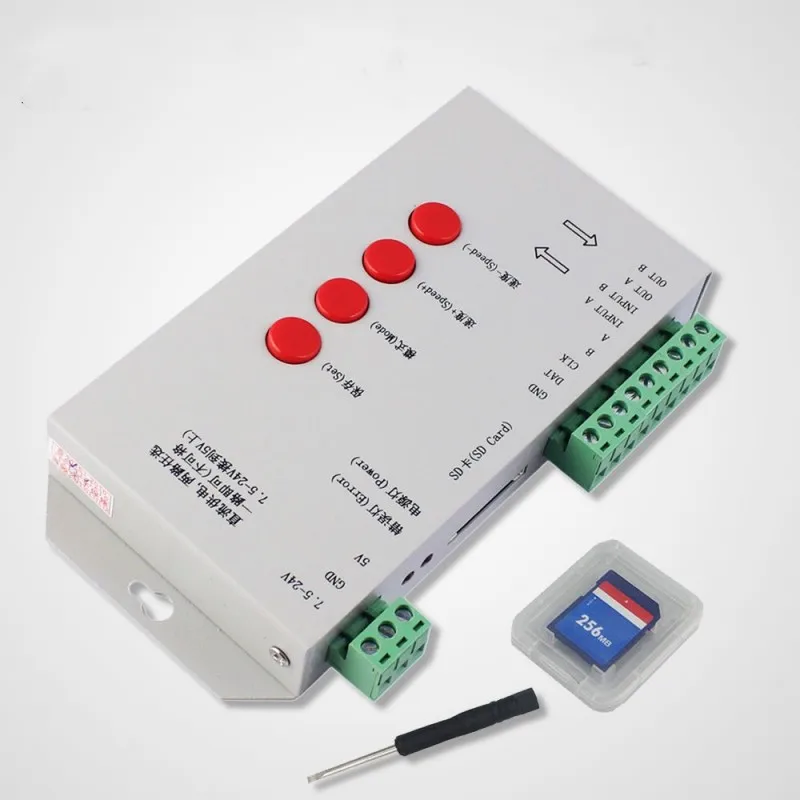 dc5 24v sp108e wifi controller for individual addressable 3pin 4pin 5050 rgb led strip light smart bluetooth remote 2048 pixels T1000S SD Card RGB LED Controller 2048Pixels For WS2801 WS2811 WS2812B LPD6803 2048 LED Strip Light DC5~24V