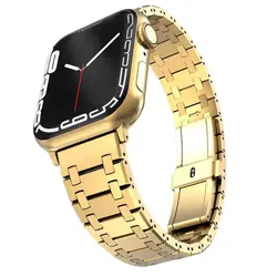 Elegant Stainless Steel Metal Business Watch Band Bracelet Strap - 49mm (Gold Band)