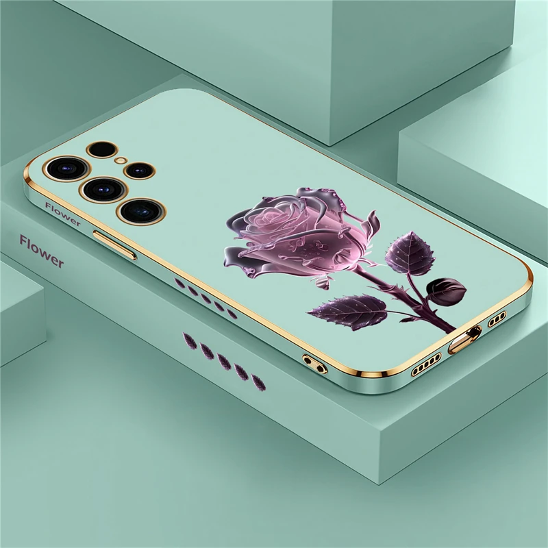 Luxury Rose Flower Silicone Shockproof Phone Case Cover