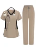 Nurse Scrubs Suits Color Blocking Unisex Uniforms Doctor Nurse Clothes Beauty Hospital Salon Pet Hospital Working 2 piece set