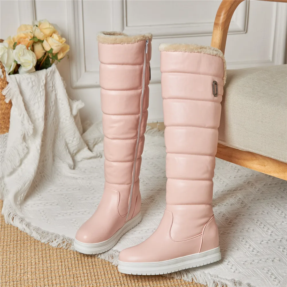 Women Knee Boots Winter Warm Snow Boots Women Shoes Low Heels Knee High Boots Female Platform Plush Long Boats Mujer 34-43