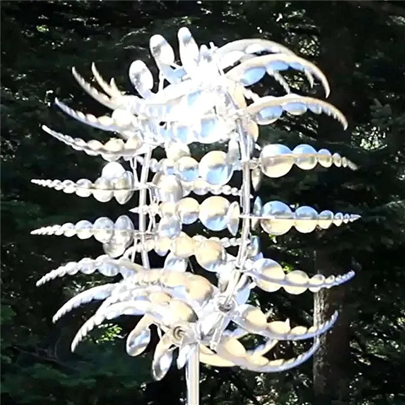 

Patio Garden Lawn Outdoor Decoration 3d Wind Driven Metal Windmill Rotator Solar Wind Collector Courtyard Garden Decoration