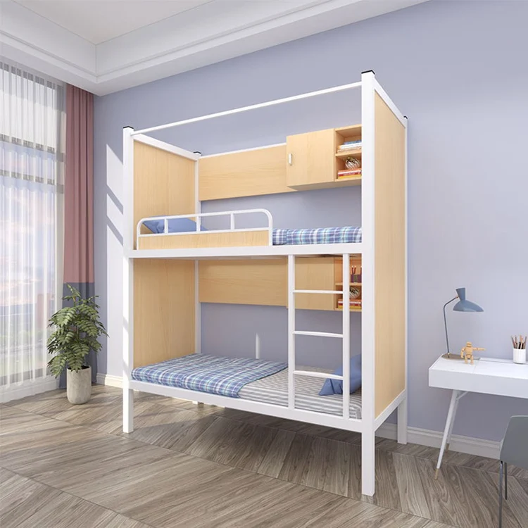 thumbnail image 1 of Litera con marco de acero para dormitorio escolar, cama doble para apartamento pequeño, 1 of 4