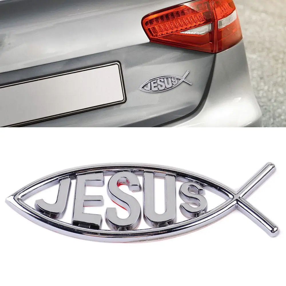 New 3D Christian Jesus Fish Symbol Logo Car Emblem Badge Sticker Decal