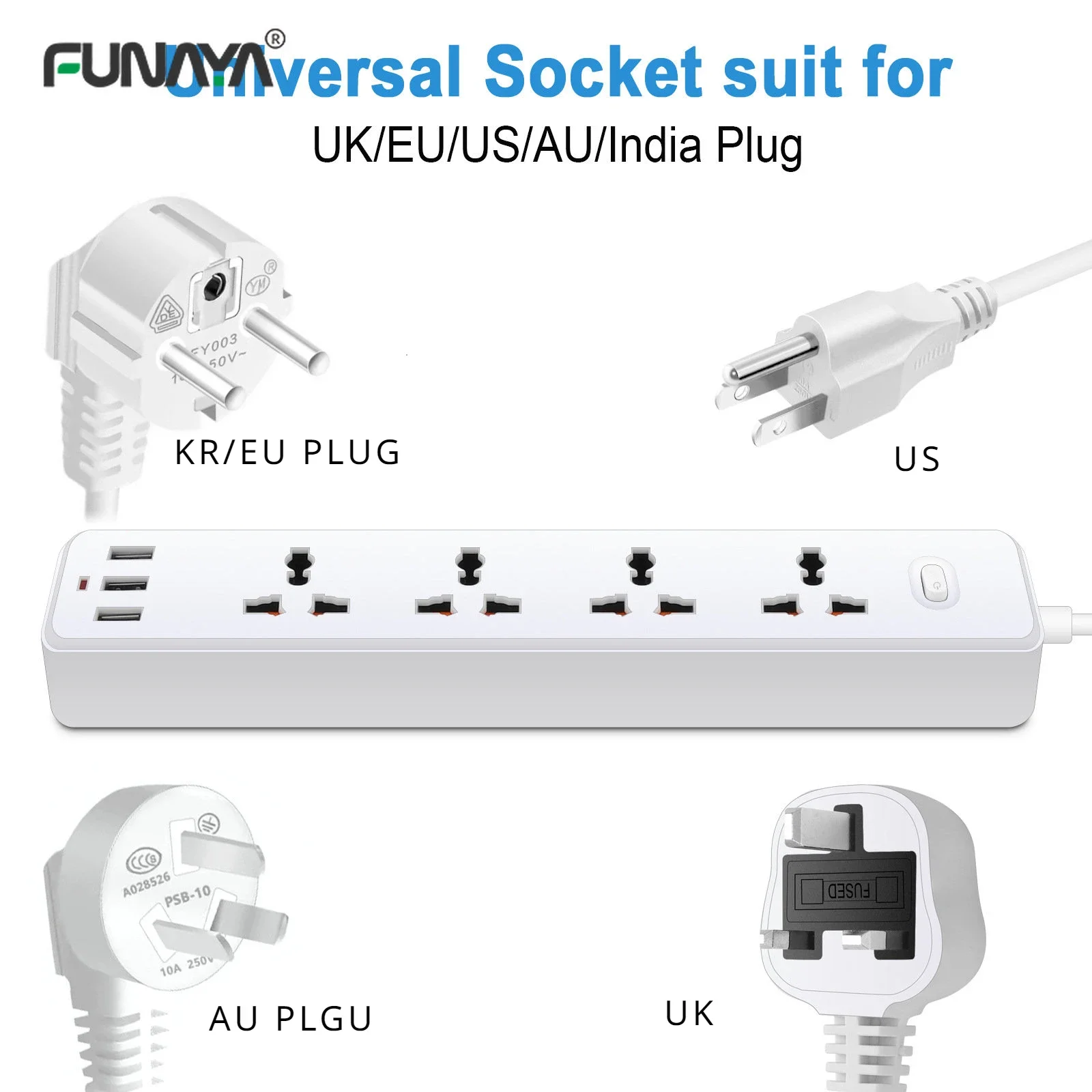 일반 전원 스트립 소켓 EU/UK/US 3/4 Ouelets 3USB 포트 패치 보드 안전 도어 패치 110v 220v 검정/흰색 팝 소켓