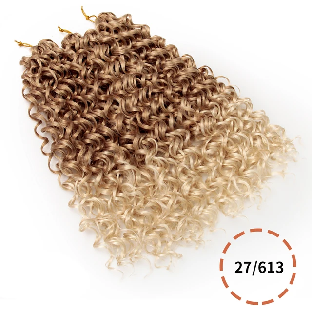 Wavy Strands Crochet Braid Hair10 14 &18inch Synthetic Ombre Wavy Curls Afro Curls Hair For Women Low Tempreture Deep Wave P27/613