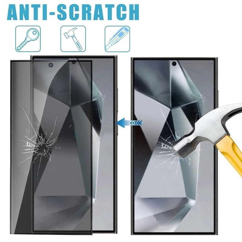 2PCS Privatsphäre Gehärtetes Glas Für Samsung Galaxy S24 S23 Ultra S24Plus Fingerprint Entsperren Anti Spy Screen Protector S25Ultra glas – Detail 6