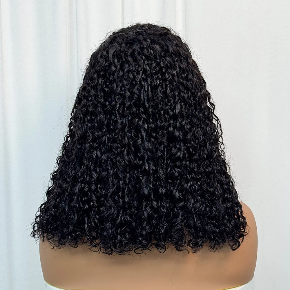 5x5 Lace 300% Density Pixie Kinky Curly Human Hair Wig SDD Double Drawn Human Hair Transparent Lace Front Wig for Black Women