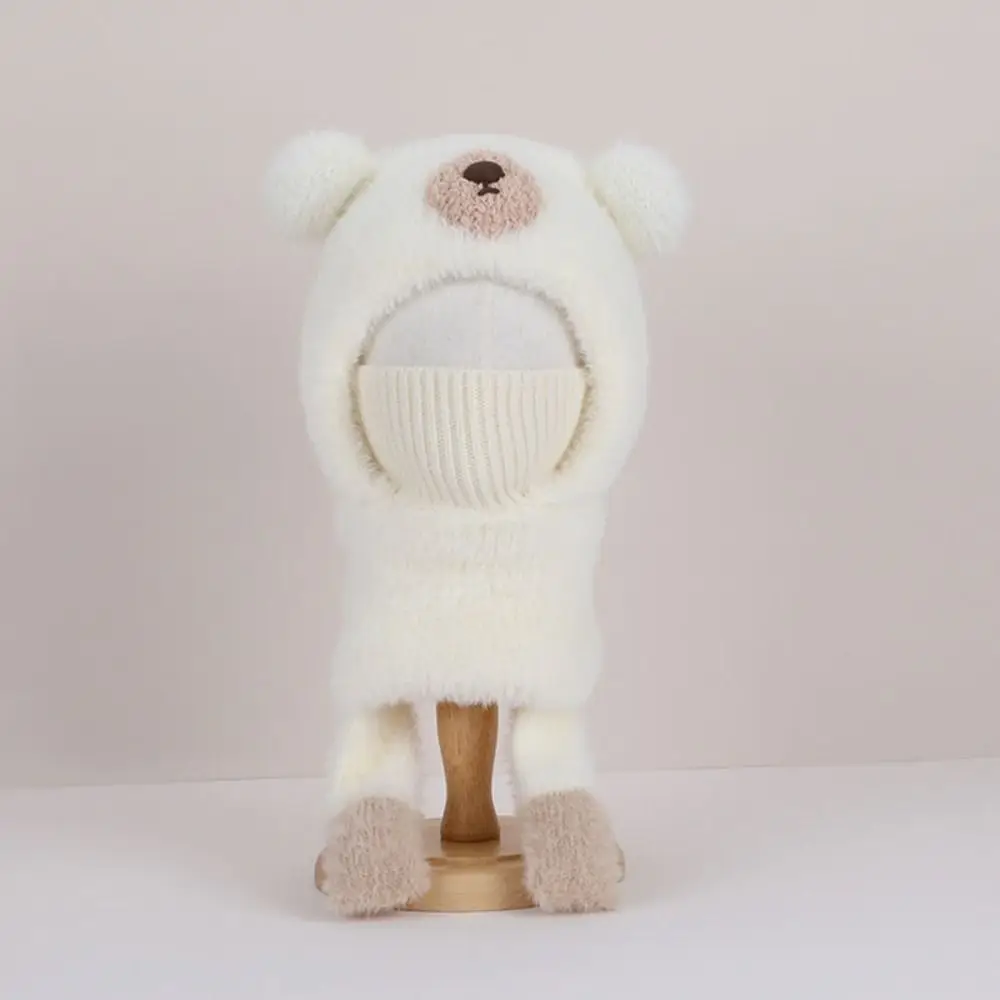 Personality Elastic Children Pullover Cap Small Bear Trendy Knitted Mask Hat Korean Style Soft Kids Winter Scarf Warmer